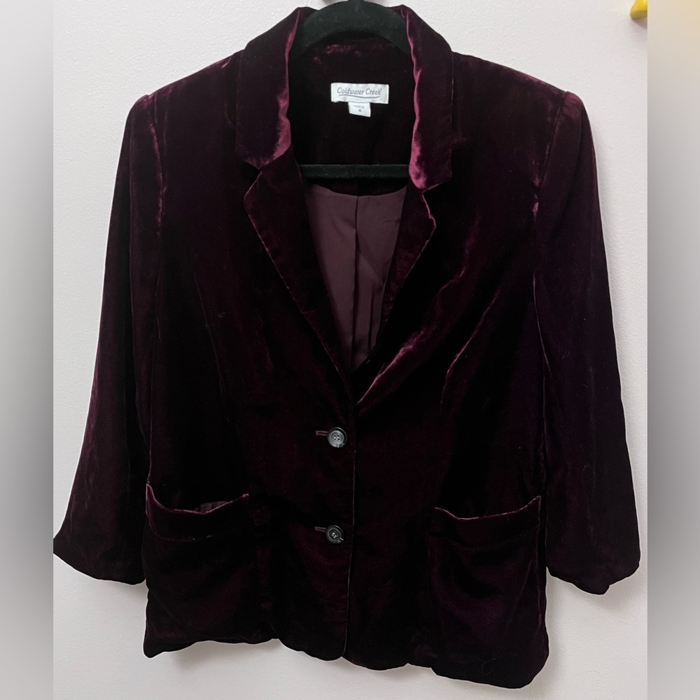 Coldwater Creek Women's Velvet Blazer - Deep Burgundy